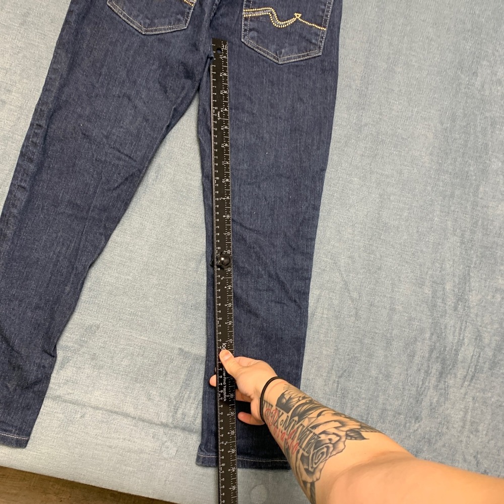 7 For All Mankind Roxanne Jeans Womens 27 Blue Denim Stretch 5 Pocket Straight - Picture 9 of 16